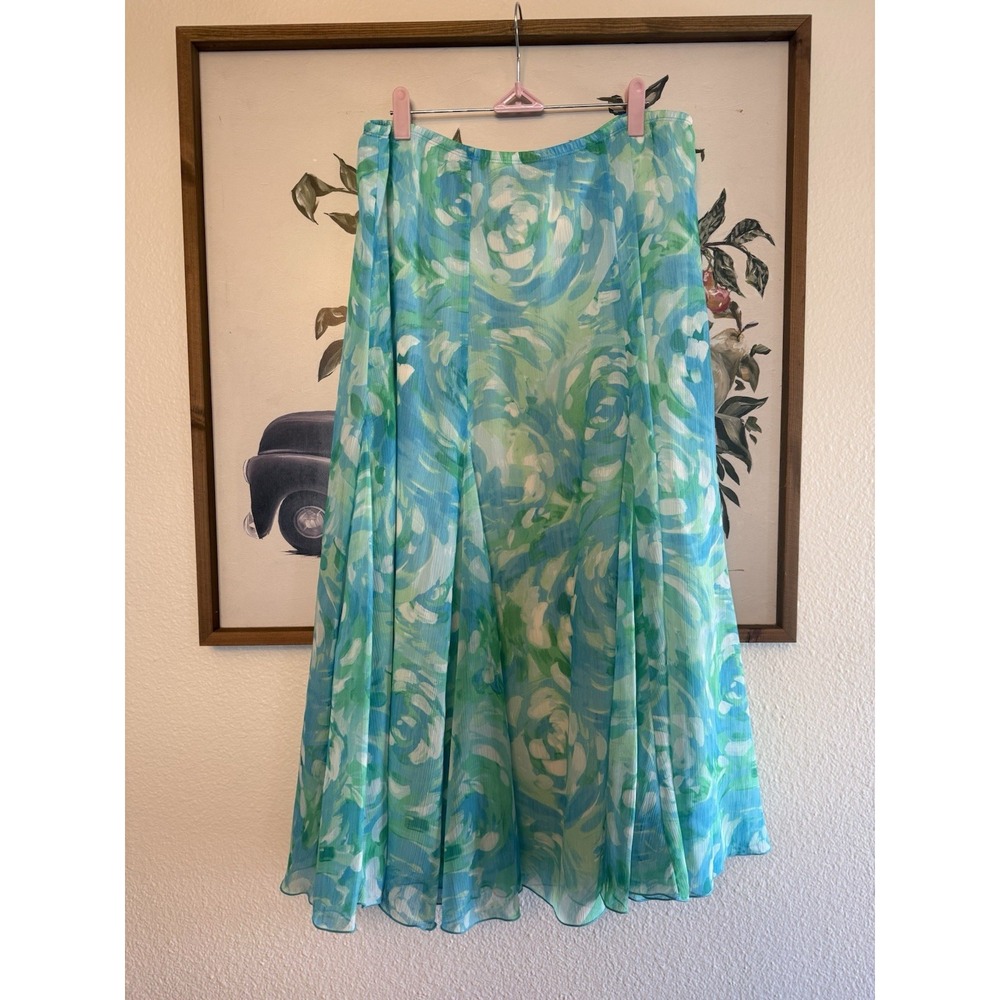 Y2K Floral Summer Skirt With Ruffle Blue L Romantic Cottagecore Ruby Rd - Picture 4 of 7